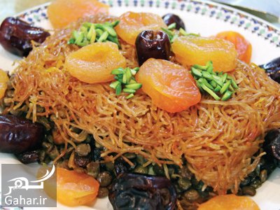 دستور پخت خوراک رشته و عدس قالبی