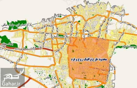 محدوده طرح ترافیک جدید تهران 97