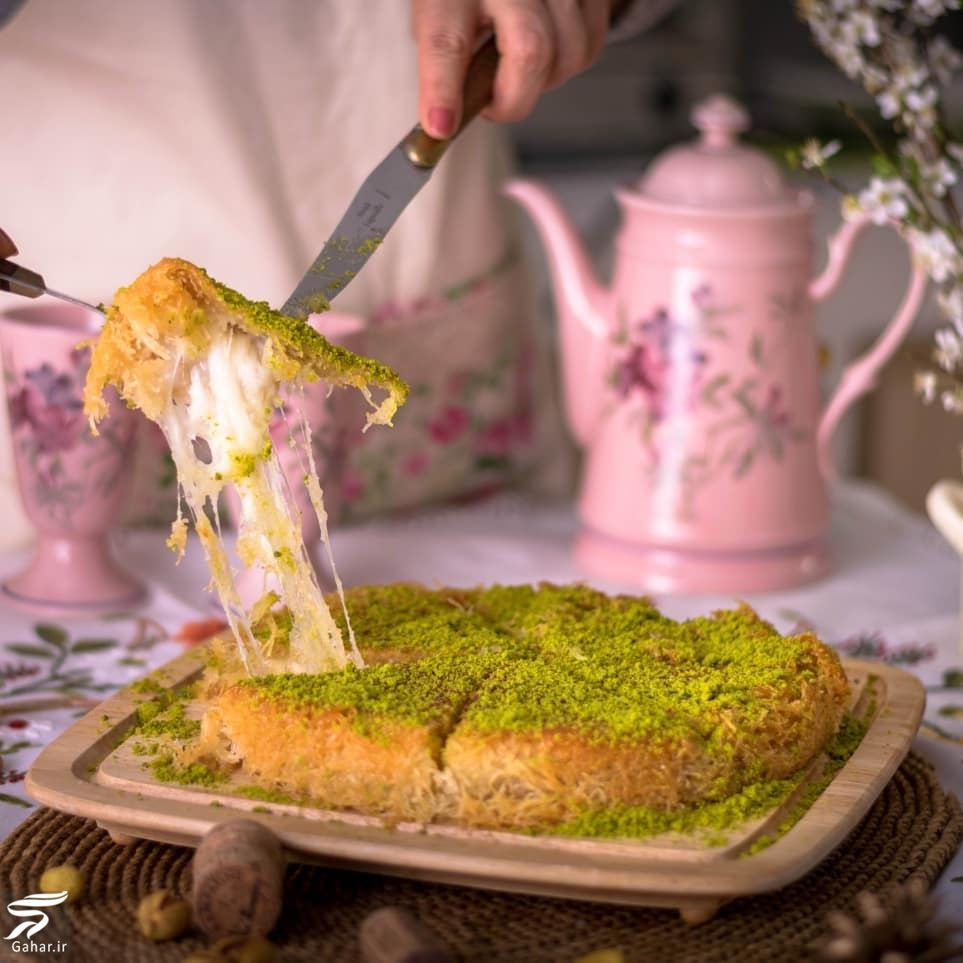 طرز تهیه دسر ترکیه ای کونفه کادایف (دسر کنافه) + آموزش تصویری